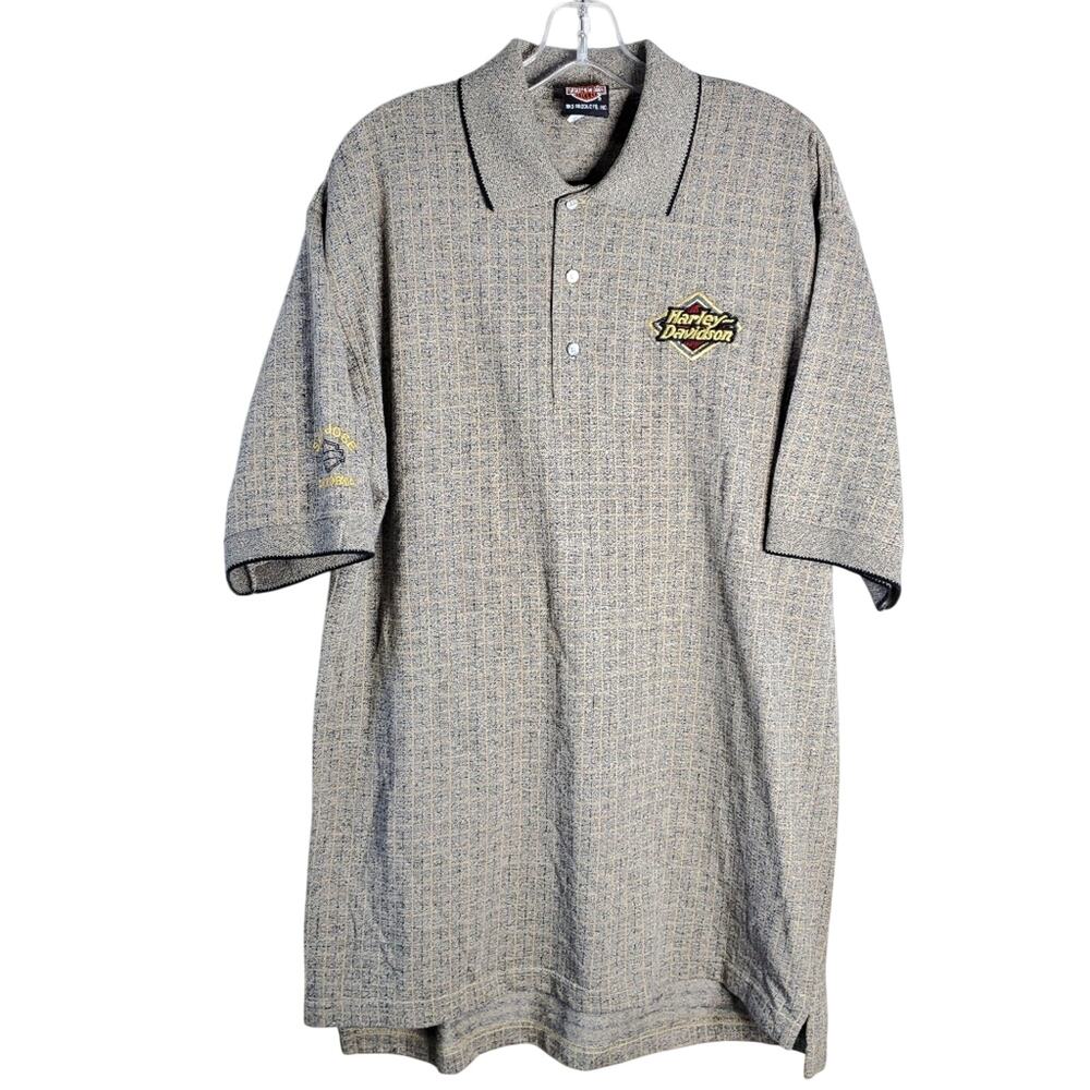 VTG Harley Davidson California geometric polo shirt combed Cotton San Jose